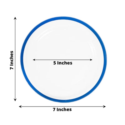 10-Pack Plastic 7’’ Round Appetizer Plates in Clear with Blue Rim - Sleek Disposable Salad Plates for Banquets &