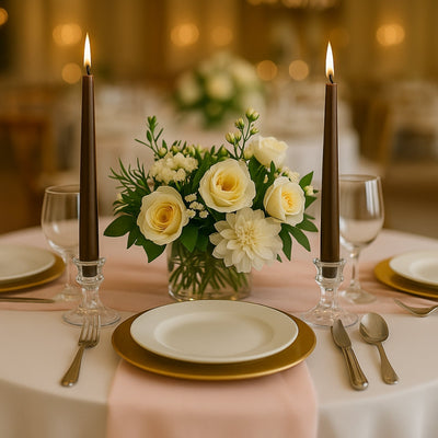 10-Pack Taper Candles Premium Wax Design Cinnamon Brown - Unscented Candles for Upscale Settings 10’’ - Decorations