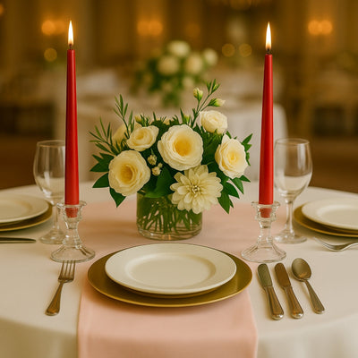 10-Pack Taper Candles Premium Wax Design Red - Unscented Candles for Upscale Settings 10’’ - Decorations