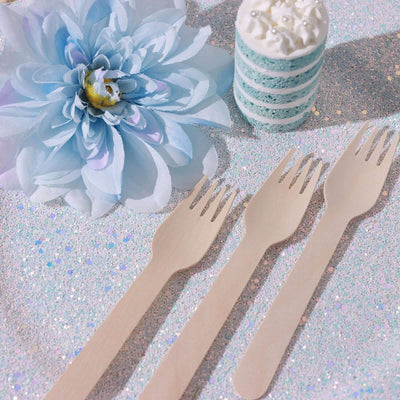 100-Pack Birchwood Forks Natural - Eco Friendly Biodegradable Wooden Utensils for Rustic Themes & Outdoor Parties 6’’