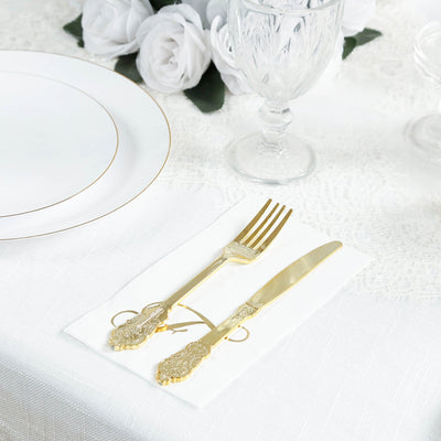 100 Paper Dinner Napkins White with Gold Foil Monogram ’F’ – 8’’x4’’ Folded Disposable Party Napkins - Napkins