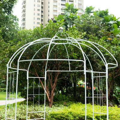 10ft White Metal Birdcage Ceremony Arch – Garden Gazebo Pergola Arbor Trellis for Outdoor Weddings Vines & Flowers