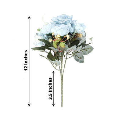 2 Pack Artificial Rose & Peony Floral Arrangements – 12" Light Blue Silk Bouquets for Weddings & Home Décor