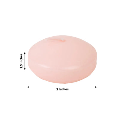 12 Pack 3’’ Blush Floating Candles Unscented Dripless Wax Discs for Centerpieces - Decorations