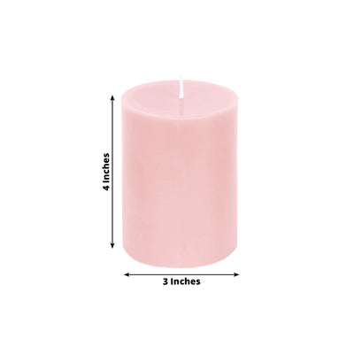 12-Pack 3’’x4’’ Unscented Dripless Pillar Candles – Blush Long-Burning Wax Candles with Cotton Wicks for Home