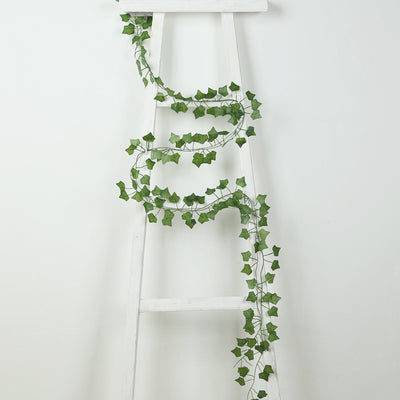 12 Pack 6.5ft Artificial Ivy Leaf Garland - Silk Hanging Vines for Wedding Party Garden and Wall Decor - Flower Garlands