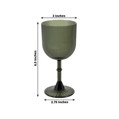 12-Pack Plastic Goblets Hunter Emerald Green Vintage Ribbed Pattern - Reusable Shatterproof Glassware 9oz - Disposables