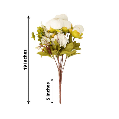 2 Pack 19" White Artificial Peony Flower Wedding Bouquets, Faux Silk Flower Arrangements