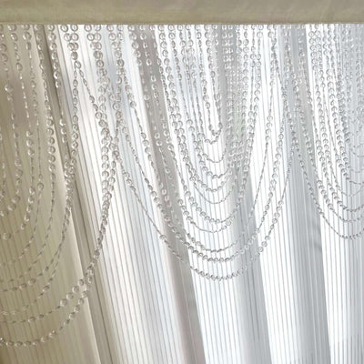 2 Pack Acrylic Crystal Beaded Curtain Valance with Polyester Rod Pocket 23’’x42’’ Triple Swag Diamond Cut Doorway