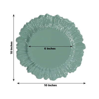 20-Pack 10’’ Plastic Dinner Plates – Dusty Sage Green Reef Design Party Plates – Elegant Disposable Tableware