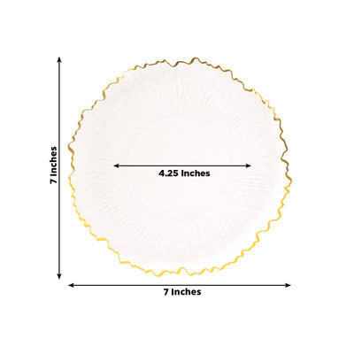 20 Pack 7’’ Plastic Dessert Plates – Clear Reef Design with Gold Rim Appetizer and Salad Party Plates – Elegant