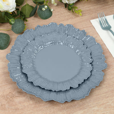 20-Pack 7’’ Plastic Dessert Plates – Dusty Blue Reef Design Appetizer Salad Party Plates – Elegant Disposable