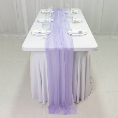 20-Pack 9ft Sheer Table Runners – Lavender Lilac Shimmer Sheer Drapes Wrinkle-Free - Runners