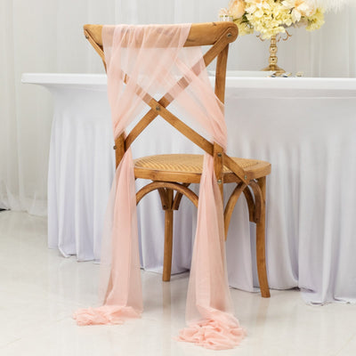 20-Pack Sheer Chair Drape Decor in Blush – 9ft Shimmer Sash Wrinkle-Free - Chair Sashes