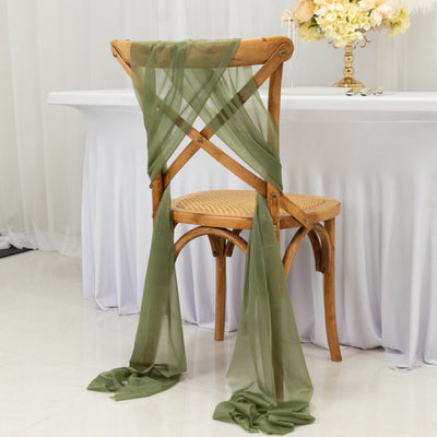 20-Pack Sheer Chair Drape Decor in Dusty Sage Green – 9ft Shimmer Sash Wrinkle-Free - Chair Sashes