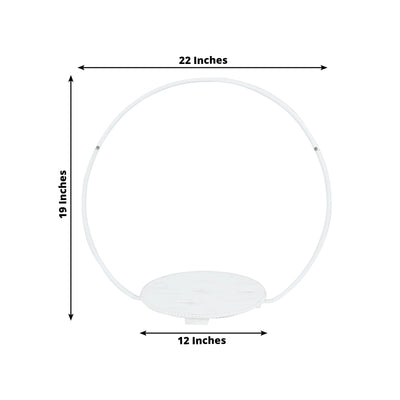 22’’ Metal Round Floral Hoop Cake Stand Whitewash - Dessert Display DIY Centerpiece Table Decoration with Beaded Wooden