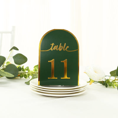 25-Pack 7’’ Disposable Table Numbers Hunter Emerald Green Free Standing Double Sided Table Number Place Cards