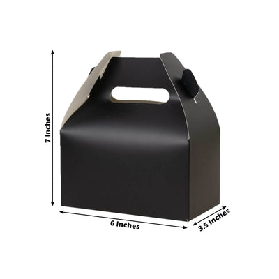 25 Pack Candy Gift Tote Gable Boxes Matte Black Party Favor Treat Boxes - 6’’x3.5’’x7’’ - Favor Bags & Boxes