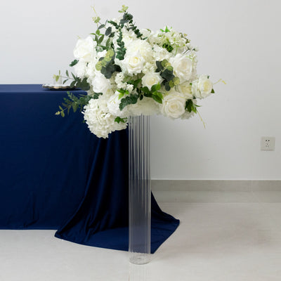 28’’ Ribbed Cylinder Glass Vases 2 Pack – Extra Tall Decorative Vases for Aisles Reception Tables & Event Venues