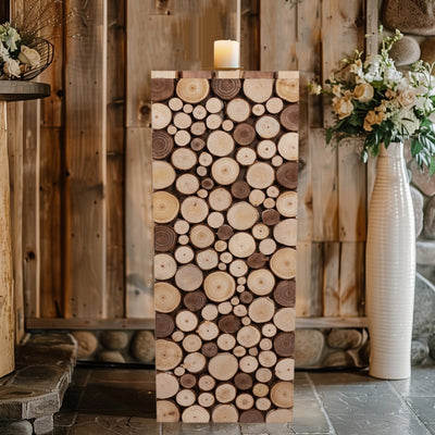 30’’ Natural Wooden Slices Pillar Prop Pedestal Stand Rustic Farmhouse Wood Riser Rectangular Plant Stand - Decorations