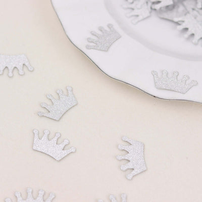 300 Pcs Glitter Princess Crown Paper Confetti Double-Sided Silver Baby Shower Party Table Scatters - Decorative &