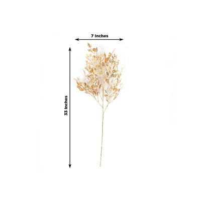 4 Pack Gold Metallic Artificial Leaf Sprays 33†– Italian Ruscus Branches Plastic Greenery for Decorative