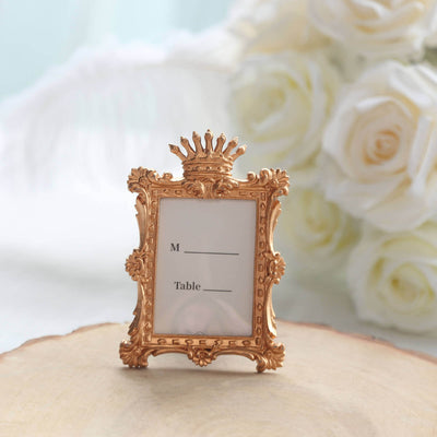 4-Pack Picture Frames Gold Resin Vintage Crown Design Rectangle - Mini Photo Frame Wedding Place Card Holders & Party