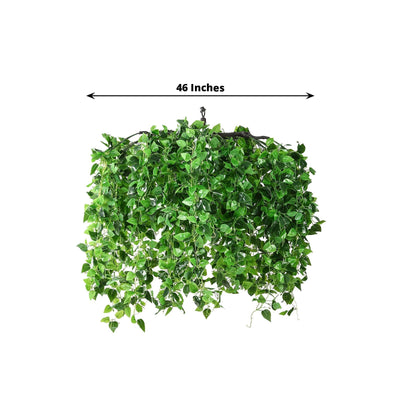 46’’ Green Artificial Eucalyptus Leaf Vines Ceiling Canopy Round Draping Ivy Leaves Hanging Flower Chandelier