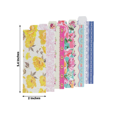 48-Pack Disposable Napkin Rings in Mixed Vintage Floral – Elegant Paper Napkin Holder Bands for Tea Parties Weddings