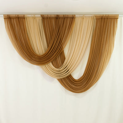 4ft x 4ft Sheer Chiffon Backdrop Valance Drapes – Champagne Curved Swag Topper Panel - Backdrops