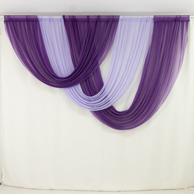 4ft x 4ft Sheer Chiffon Backdrop Valance Drapes – Lavender Lilac Curved Swag Topper Panel - Backdrops