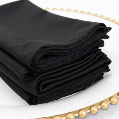 5 Pack Black Scuba Napkins – 17’’x17’’ Wrinkle-Free & Stain Resistant Cloth Napkins - Napkins