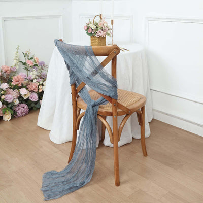 5 Pack Cheesecloth Gauze 16’’x88’’ Chair Sashes Dusty Blue - Boho Chair Decorations - Chair Sashes