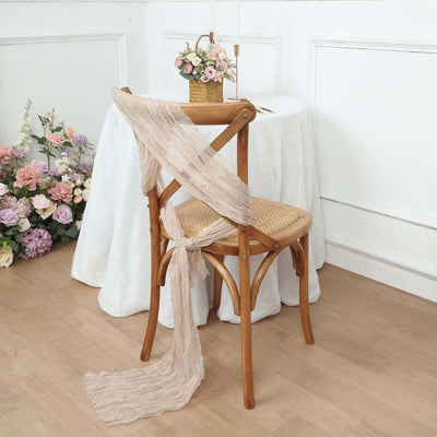 5 Pack Cheesecloth Gauze 16’’x88’’ Chair Sashes Nude Beige - Boho Chair Decorations - Chair Sashes