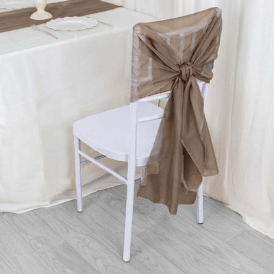 5 Pack Chiffon Chair Sashes Taupe - Soft & Lightweight Designer Chair Bows 22’’x78’’ - Chair Sashes