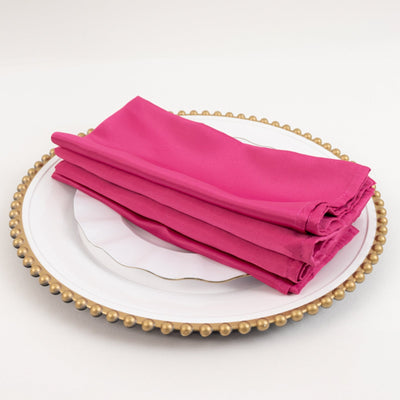 5 Pack Lamour Satin 20’’x20’’ Napkins Fuchsia - Soft Matte Finish Dinner Napkins - Napkins