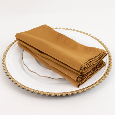 5 Pack Lamour Satin 20’’x20’’ Napkins Gold - Exquisite Dinner Napkins with Soft Matte Finish for Weddings & Events