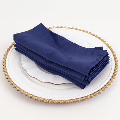 5 Pack Lamour Satin 20’’x20’’ Napkins Navy Blue - Soft Matte Finish Dinner Napkins - Napkins