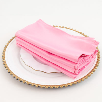 5 Pack Lamour Satin 20’’x20’’ Napkins Pink - Soft Matte Finish Dinner Napkins - Napkins