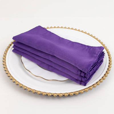5 Pack Lamour Satin 20’’x20’’ Napkins Purple - Soft Matte Finish Dinner Napkins - Napkins