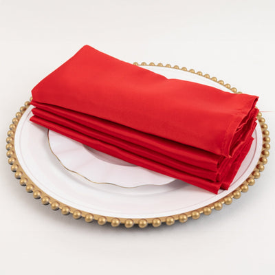 5 Pack Lamour Satin 20’’x20’’ Napkins Red - Soft Matte Finish Dinner Napkins - Napkins