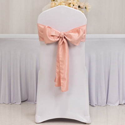 5 Pack Lamour Satin 6’’x106’’ Chair Sashes Dusty Rose - Stylish Reusable Decorative Bows - Chair Sashes