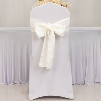 5 Pack Lamour Satin 6’’x106’’ Chair Sashes Ivory - Stylish Reusable Decorative Bows - Chair Sashes