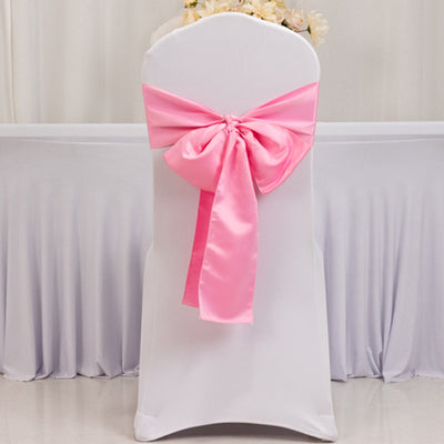 5 Pack Lamour Satin 6’’x106’’ Chair Sashes Pink - Stylish Reusable Decorative Bows - Chair Sashes