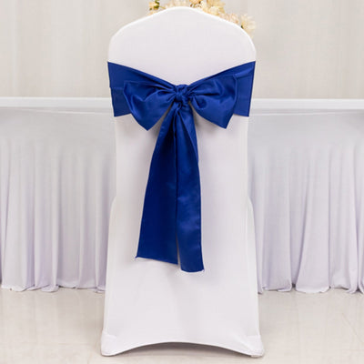 5 Pack Lamour Satin 6’’x106’’ Chair Sashes Royal Blue - Stylish Reusable Decorative Bows - Chair Sashes