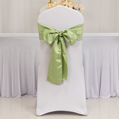 5 Pack Lamour Satin 6’’x106’’ Chair Sashes Sage Green - Stylish Reusable Decorative Bows - Chair Sashes