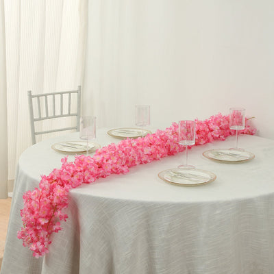 5 Pack Pink Artificial Cherry Blossom Floral Garland 6ft Silk Flower Hanging Vines - Flower Garlands