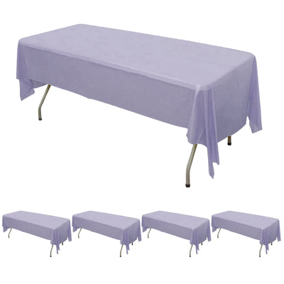 5-Pack Plastic Table Covers Lavender Lilac Rectangle - Reliable PVC Disposable Covers for Gatherings 54’’x108’’