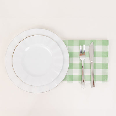 5 Pack Polyester 15’’x15’’ Napkins Sage Green/White Buffalo Plaid Gingham Style Cloth Napkins - Napkins