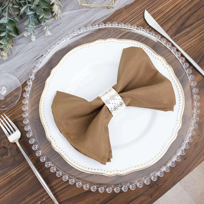 5 Pack Polyester 17’’x17’’ Napkins Taupe - Durable & Wrinkle Resistant Dinner Napkins - Napkins